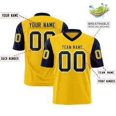 Gold Navy Raglan Sleeves Authentic Football Jersey 2