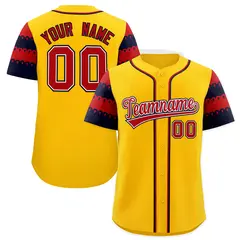 Gold Navy Red Flag Lace Sleeve Baseball Jersey