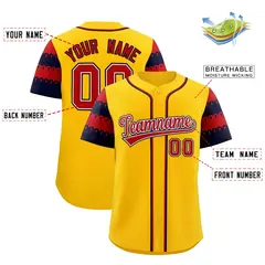 Gold Navy Red Flag Lace Sleeve Baseball Jersey 2