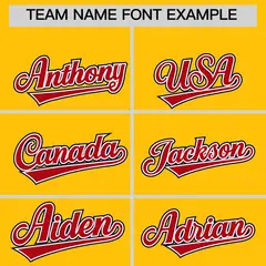 Gold Navy Red Flag Lace Sleeve Baseball Jersey 3