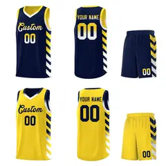 Gold Navy Reversible Basketball Kits - Side Arrow Navy White Gradient 2