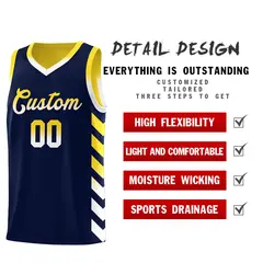 Gold Navy Reversible Basketball Kits - Side Arrow Navy White Gradient 3