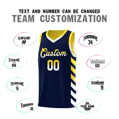 Gold Navy Reversible Basketball Kits - Side Arrow Navy White Gradient 4