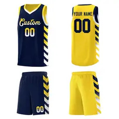 Gold Navy Reversible Basketball Kits - Side Arrow Navy White Gradient 5