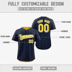 Gold Navy Reversible Stripe Baseball Jersey Moisture-Wicking 3