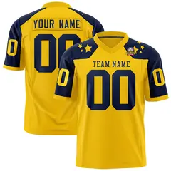 Gold Navy Shoulder Star Pattern Flag Football Jersey 1