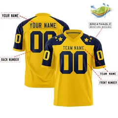 Gold Navy Shoulder Star Pattern Flag Football Jersey 2