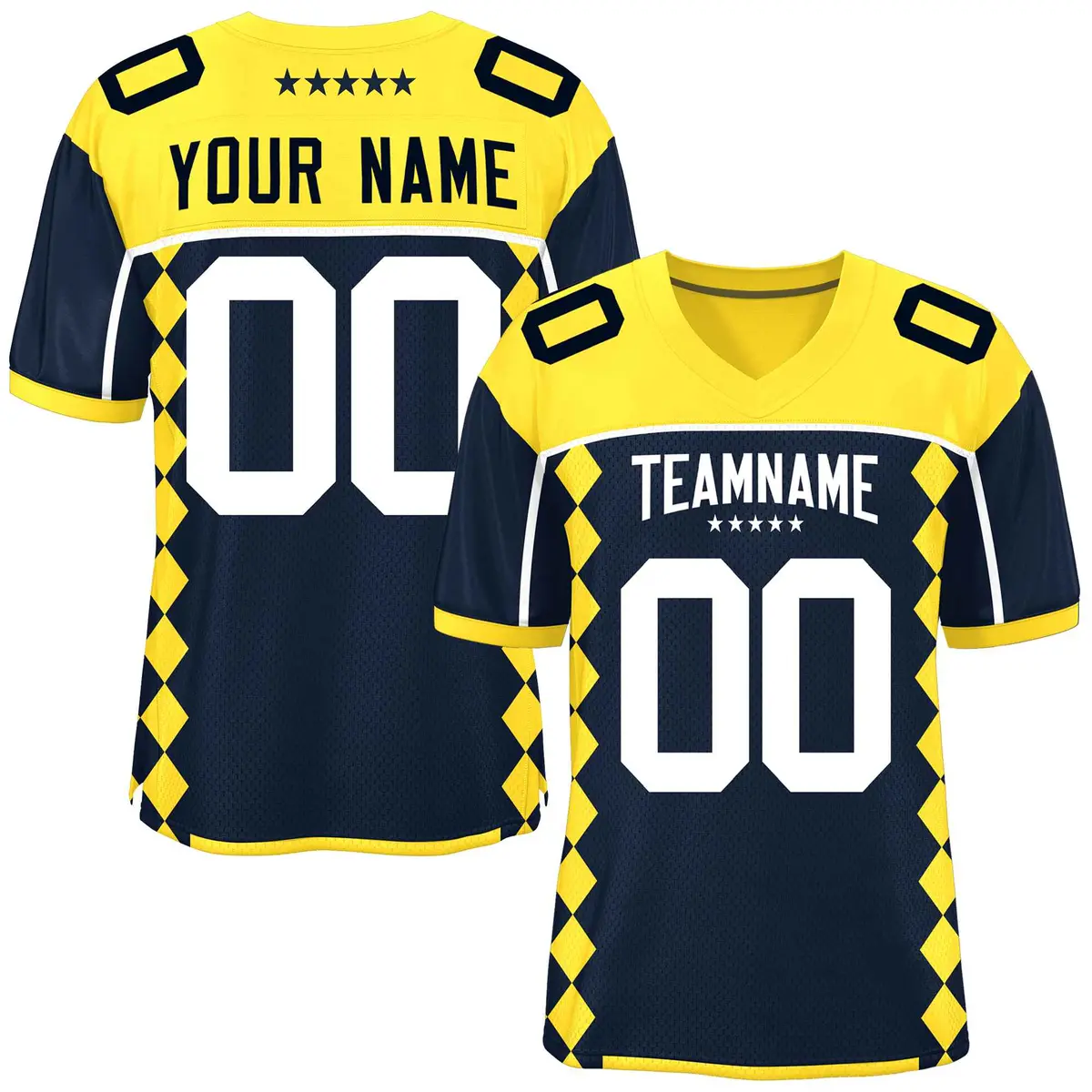 Gold Navy Side Blocks Raglan Football Jersey