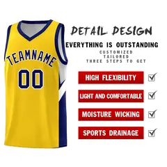 Gold Navy Side Design Sports Uniform Basketball Jersey Sets 2