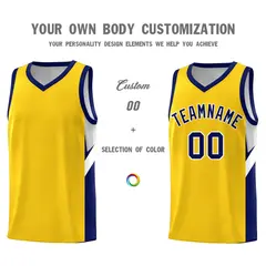 Gold Navy Side Design Sports Uniform Basketball Jersey Sets 3