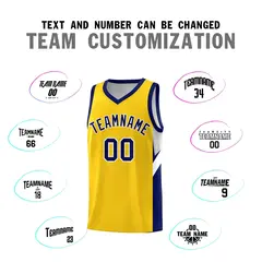 Gold Navy Side Design Sports Uniform Basketball Jersey Sets 4
