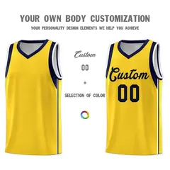 Gold Navy Sleeve Color Blocking Basketball Jersey 3