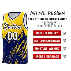 Gold Navy Snow Mountain Beast Pattern Basketball Jersey 2