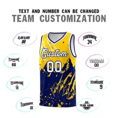 Gold Navy Snow Mountain Beast Pattern Basketball Jersey 4