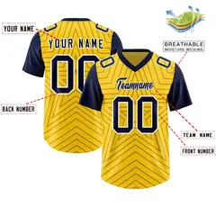 Gold Navy Star Pattern Raglan Sleeves Football Jersey 2