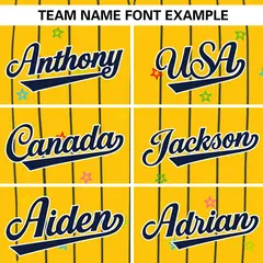 Gold Navy Star Pattern Stripe Authentic Baseball Jersey 3