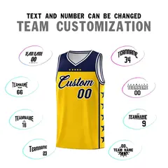 Gold Navy Star Pattern Team Basketball Jersey 4