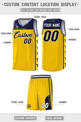 Gold Navy Star Pattern Team Basketball Jersey 5