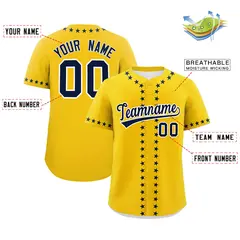 Gold Navy Star Ribbing Authentic Baseball Jersey 2