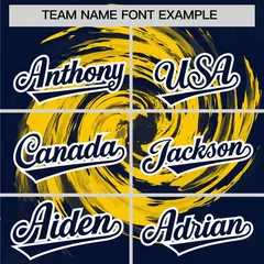 Gold Navy Swirl Graffiti Baseball Jersey 3