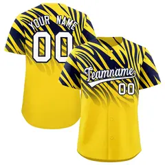 Gold Navy Tiger Stripe Gradient Animal Print Baseball Jersey 1