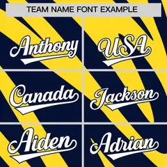 Gold Navy Tiger Stripe Gradient Animal Print Baseball Jersey 3