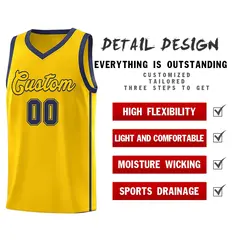 Gold Navy Two Bars Basketball Uniform Jersey 5