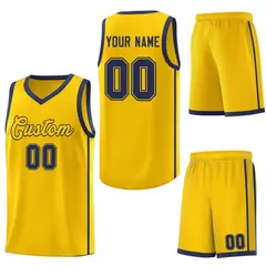 Gold Navy Two Bars Basketball Uniform Jersey 6