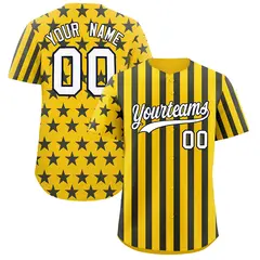 Gold Navy White American Flag Graffiti Baseball Jersey 1