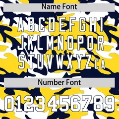 Gold Navy White Camo Gradient Fashion Baseball Jersey 4
