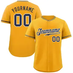 Gold Navy-White Classic Authentic Baseball Jersey 1