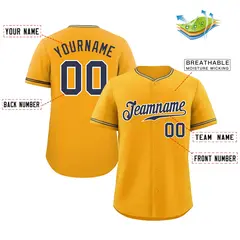 Gold Navy-White Classic Authentic Baseball Jersey 2
