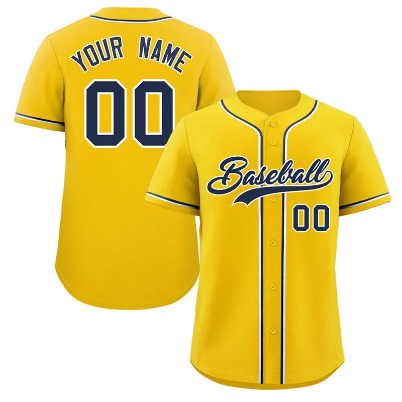Gold Navy-White Classic Authentic Baseball Jersey