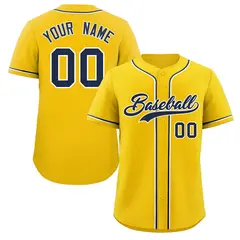 Gold Navy-White Classic Authentic Baseball Jersey