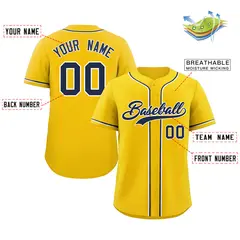 Gold Navy-White Classic Authentic Baseball Jersey 2