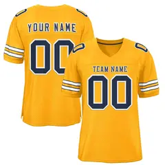 Gold Navy-White Classic Style Authentic Football Jersey