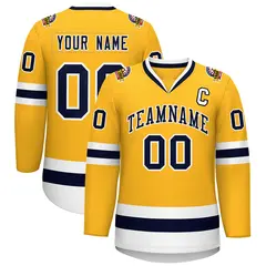 Gold Navy-White Classic Style Hockey Jersey 1