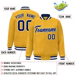 Gold Navy-White Classic Varsity Full-Snap Letterman Jacket 2