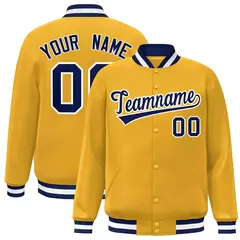 Gold Navy-White Classic Varsity Full-Snap Letterman Jacket 1