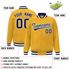Gold Navy-White Classic Varsity Full-Snap Letterman Jacket 2