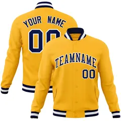 Gold Navy-White Classic Varsity Full-Snap Letterman Jacket 1