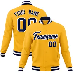 Gold Navy-White Classic Varsity Full-Snap Letterman Jacket 1