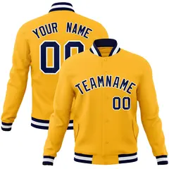 Gold Navy-White Classic Varsity Full-Snap Letterman Jacket 1