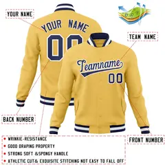 Gold Navy-White Classic Varsity Full-Snap Letterman Jacket 4