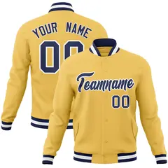 Gold Navy-White Classic Varsity Full-Snap Letterman Jacket
