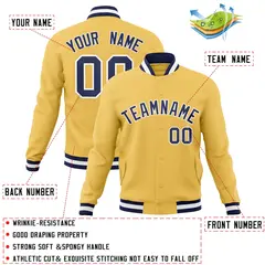Gold Navy-White Classic Varsity Full-Snap Letterman Jacket 4