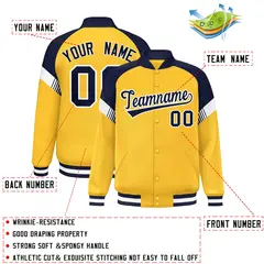 Gold Navy-White Color Block Varsity Letterman Jacket 2
