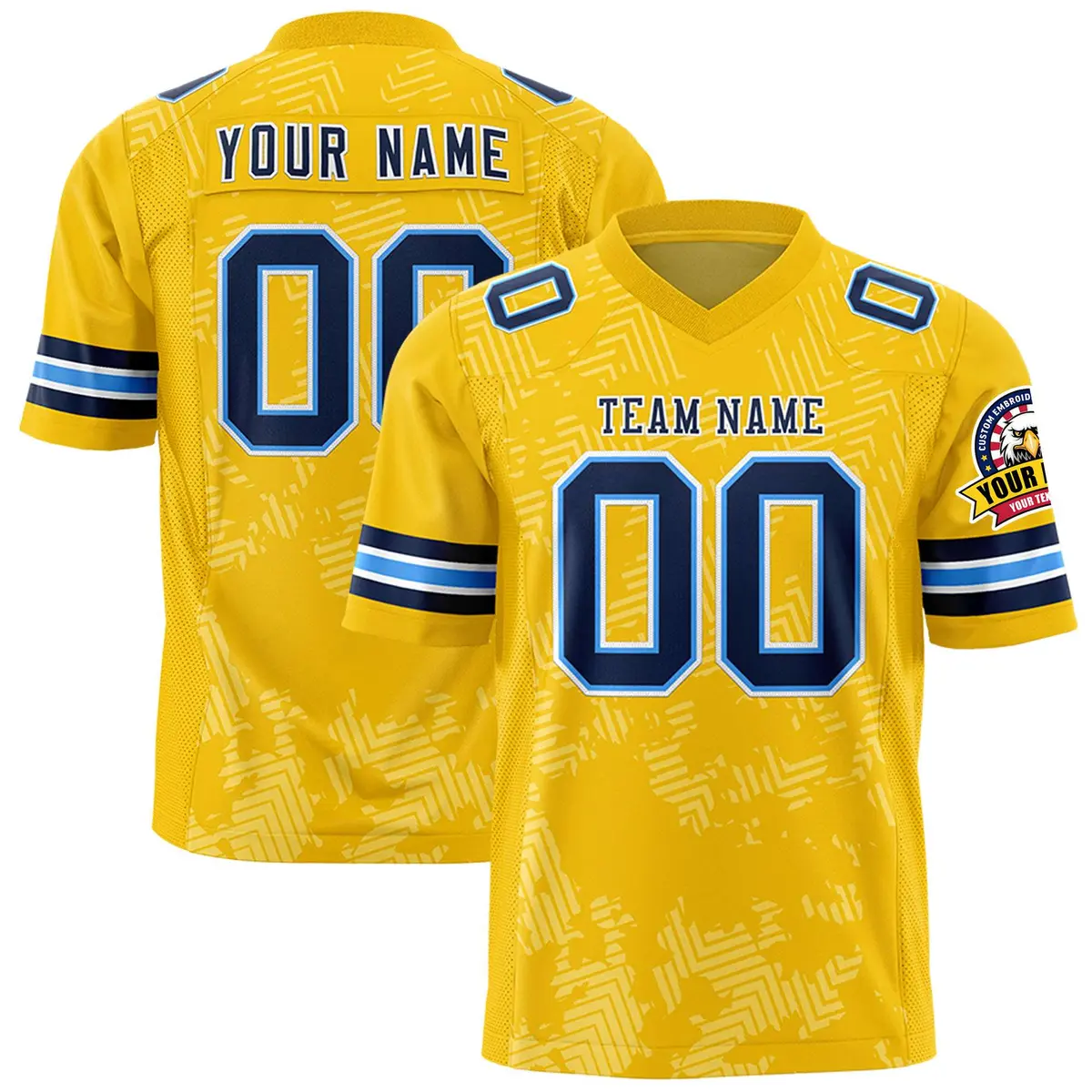 Gold Navy-White Graffiti Line Authentic Football Jersey