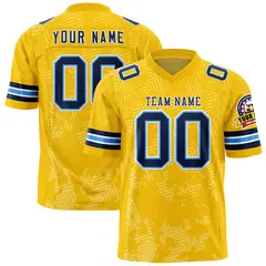 Gold Navy-White Graffiti Line Authentic Football Jersey 1