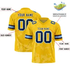 Gold Navy-White Graffiti Line Authentic Football Jersey 2